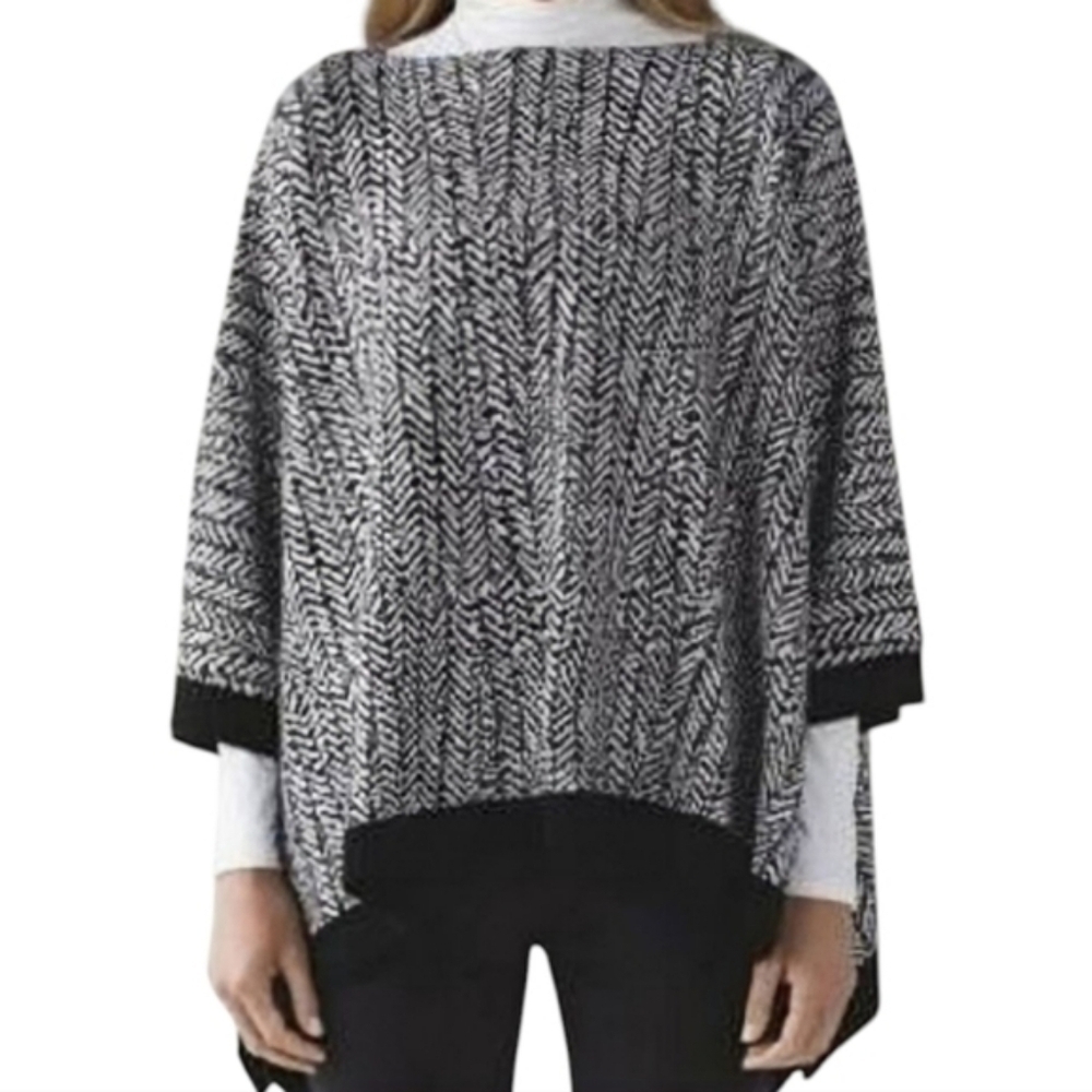 Lululemon Divinity Scarf Wrap Poncho Black White Travel Knit